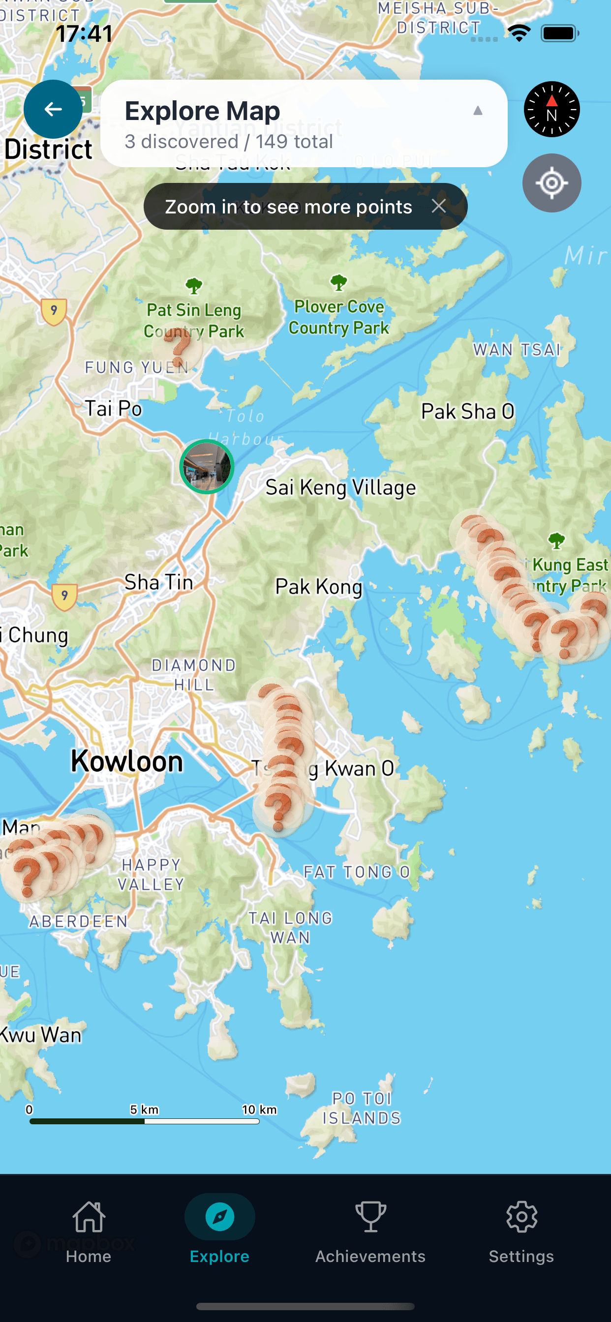 Interactive explore map with points of interest across Hong Kong